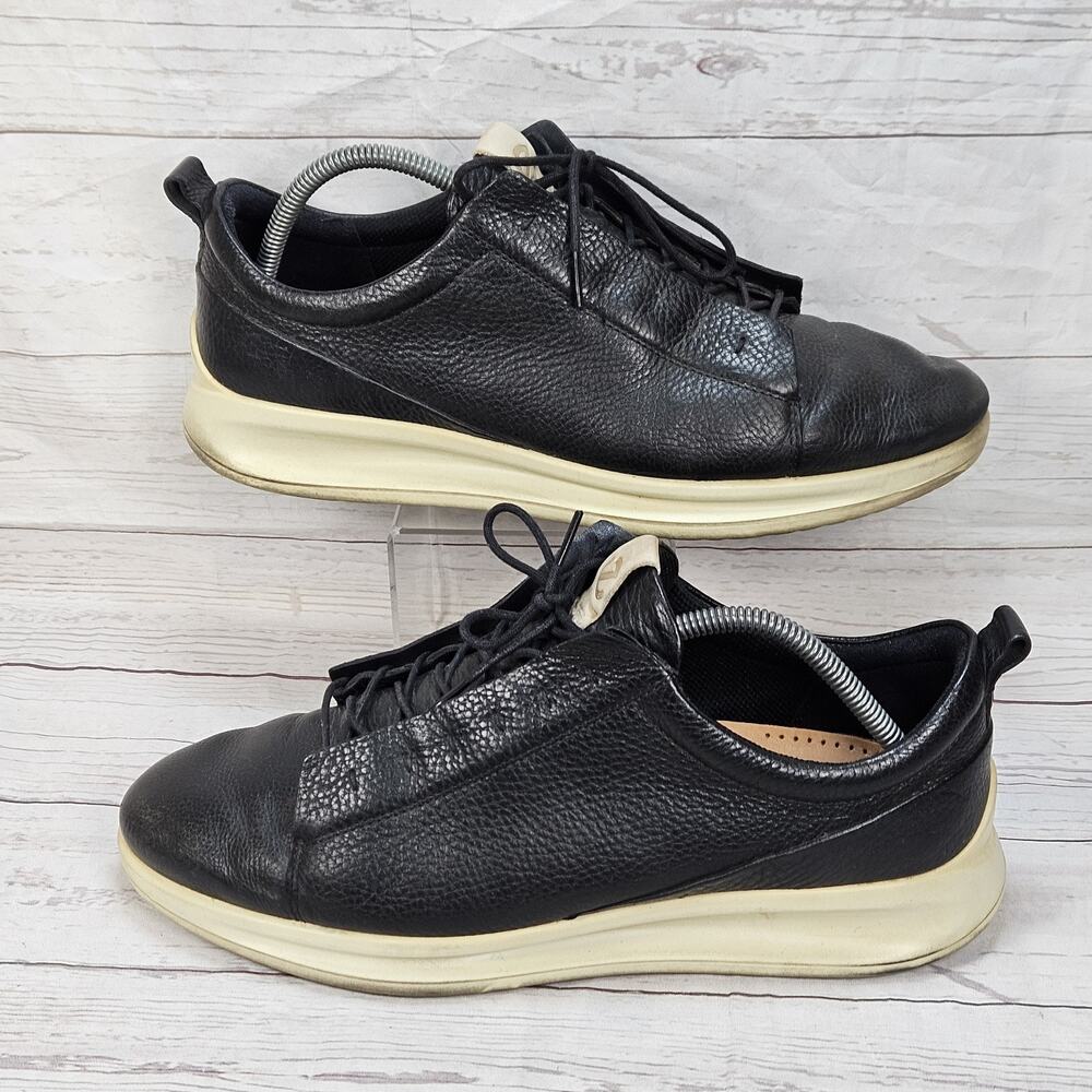 Ecco Soft 7 Men Size US 10 EU 44 Sneaker Shoes Black Leather Comfort Dress Shoes